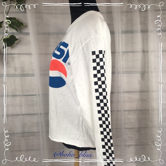 Medium Pepsi Logo Long Sleeve Graphic Raw Edge Tee - Picture 3 of 5